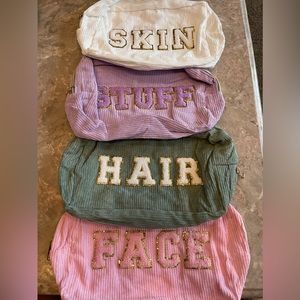 Set of 4 corduroy makeup bags!!  NEW! 🩷💚🤍💜